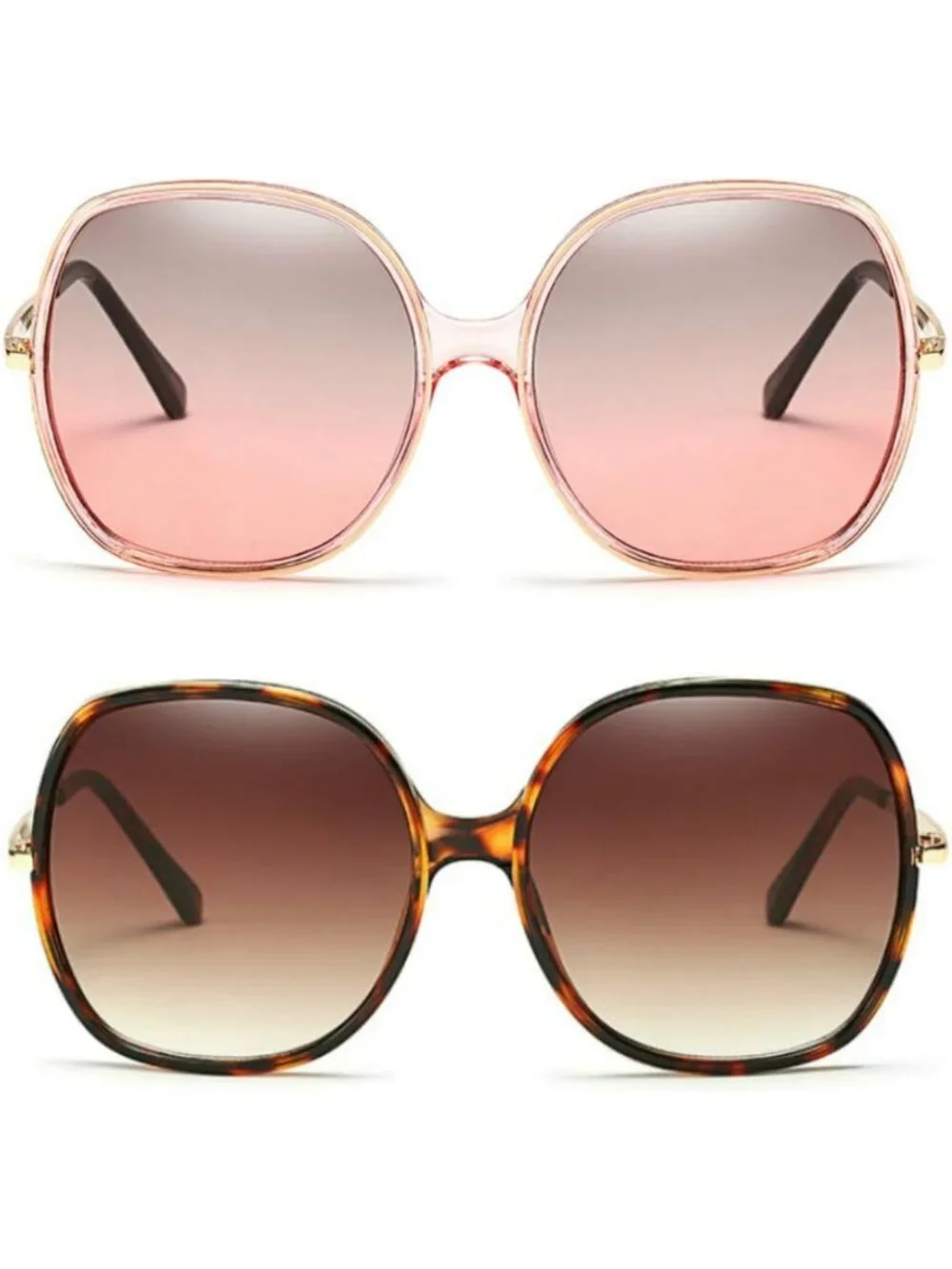 Vintage 70s Oversized Square Sunglasses for Women - Retro Rectangular Plastic